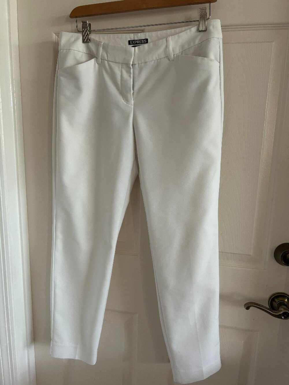Stretch Twill Office Style –Like New Size 6R White, Straight Leg Editor Pants
